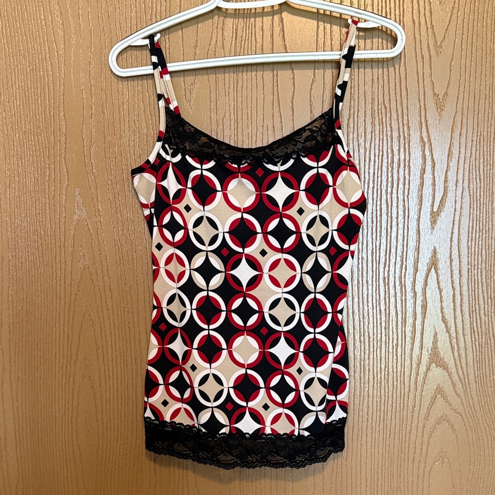 Maurices Black and Red Geometric Camisole